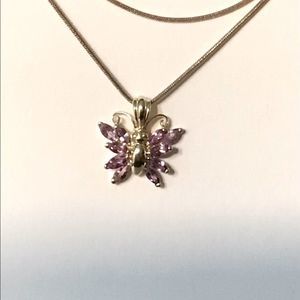 Amethyst‎ and 14K Yellow Gold Butterfly Pendant